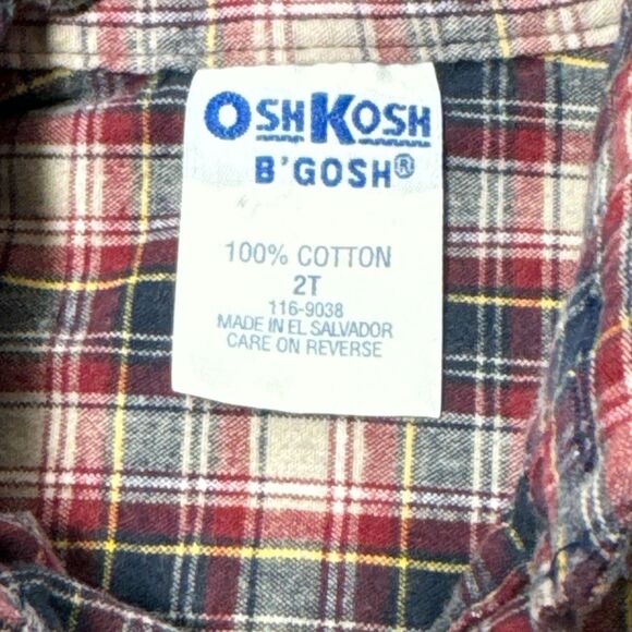 Osh Kosh B’gosh Toddler Boys 2T Plaid Flannel Button Up Shirt Lumber Jack Preppy - Picture 4 of 4